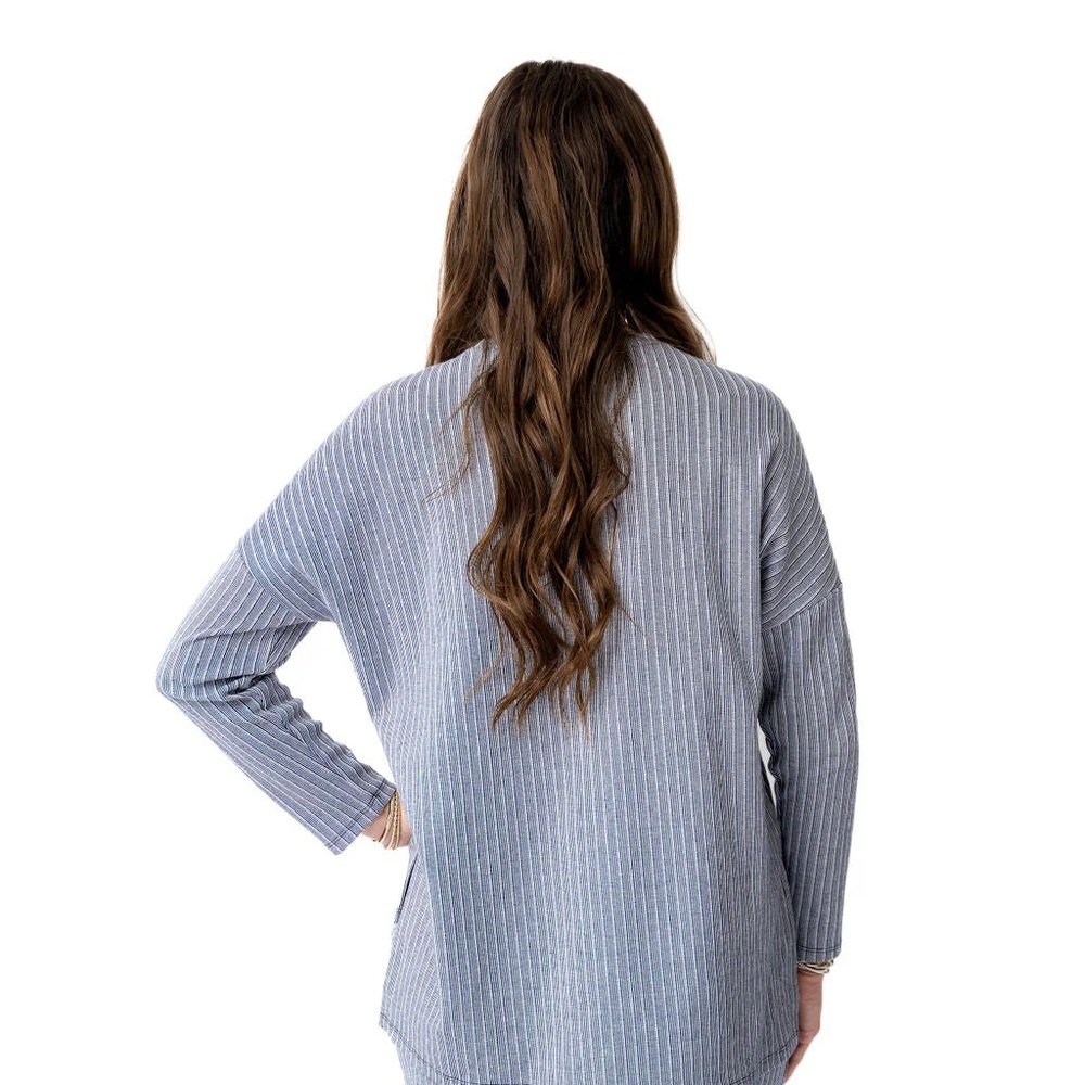 Snoga-Striped knit Crewneck Long Sleeve Top - Navy blue - Picture 7 of 7